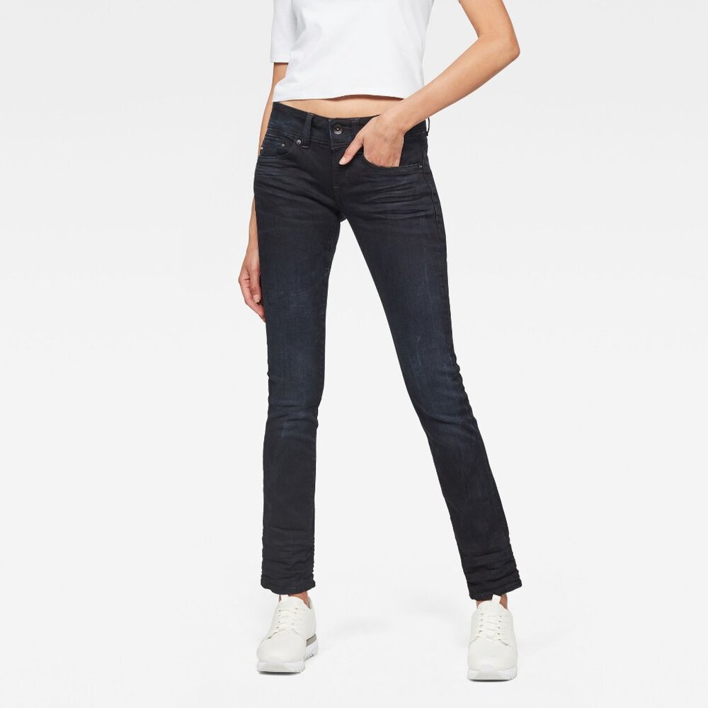 NWT G-Star Raw Womens Size 25 25x30 Dark Midge Saddle Mid Straight Leg Jeans NEW